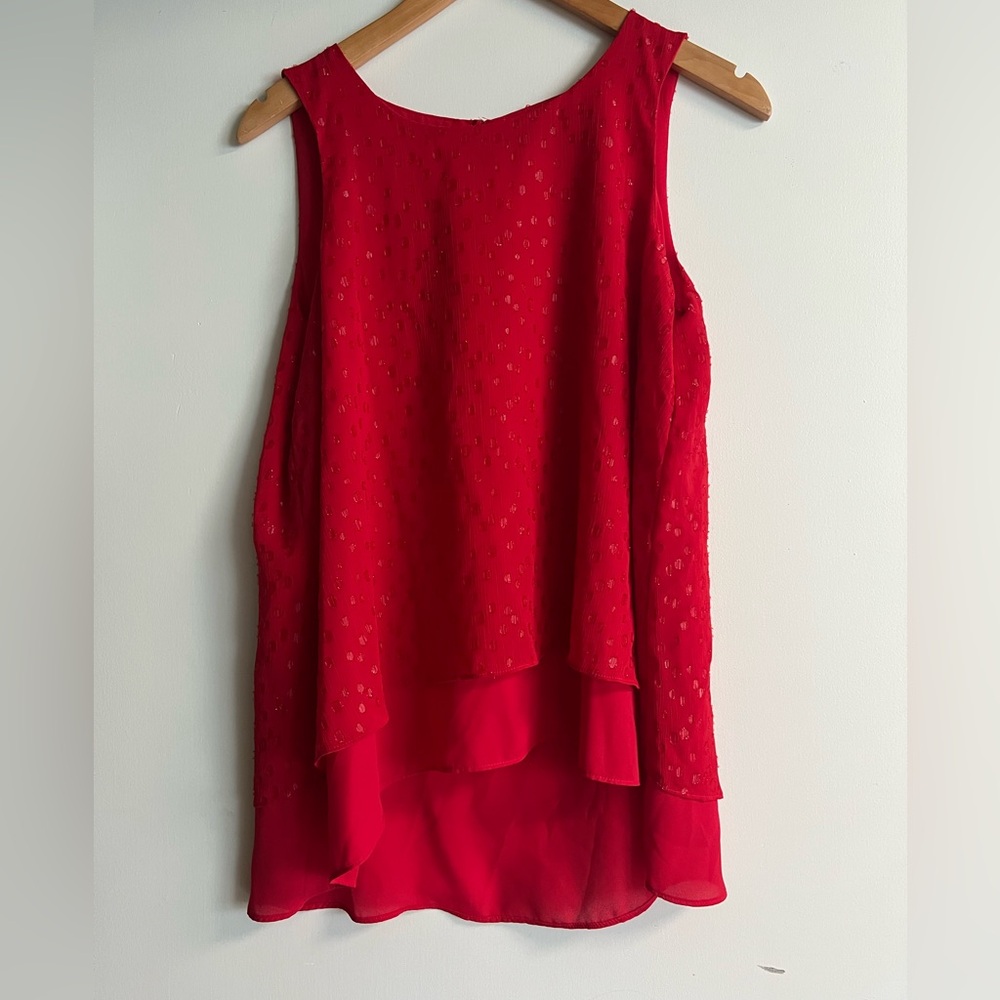 Red Sleeveless Layered Blouse